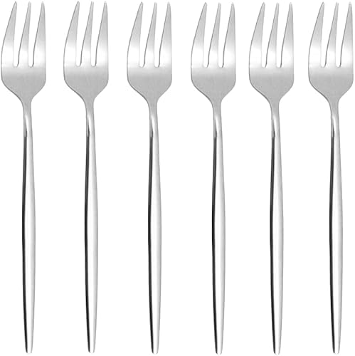 Gugrida Juego de 6 espátulas de pastel de pizza para tartas, espátulas de acero inoxidable 1810, tenedores para tartas, mini tenedores para frutas,