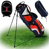 Bolsa para suporte de golfe ultra leve – bolsa de transporte portátil para taco de golfe com divisória de 4 vias, capa de viagem de golfe repelente à água com capa de chuva, presentes de golfe para