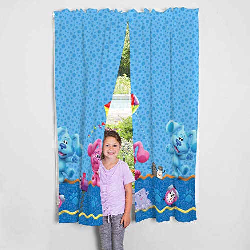 Image of Franco Kids Room Window Curtain Panels Drapes Set, 82 in x 63 in, Blues Clues