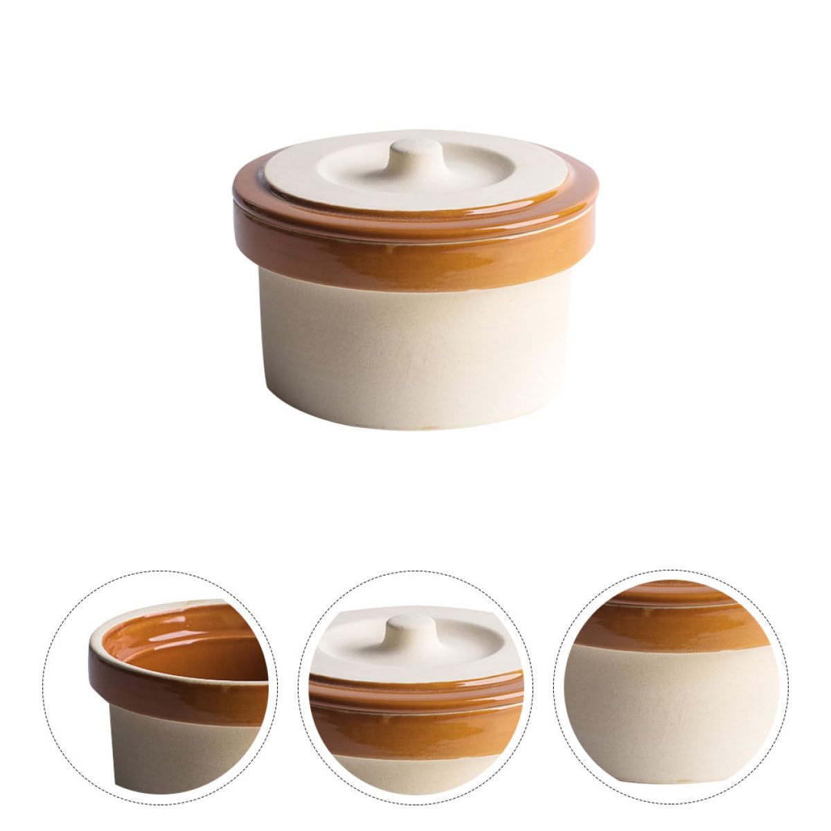MAGICLULU Bol à Riz en Céramique avec Couvercle Beige, Bol à Ragoût Épais et Rond, Vaisselle Cuisine Pratique pour Maison et Restaurant