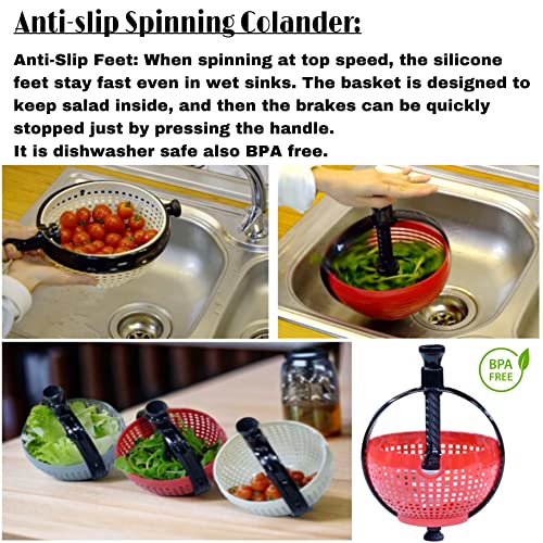 Large Capacity Collapsible Salad Spinner with Non-Scratch Colander - Image 3