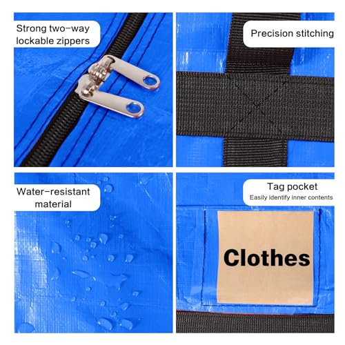 Extra Large Storage Duffle Bags Oversized Foldable Moving Bags Heavy Duty with Handles, Great for College Dorm House Moving Huge Item Storage and More (Blue 2 Pack)4