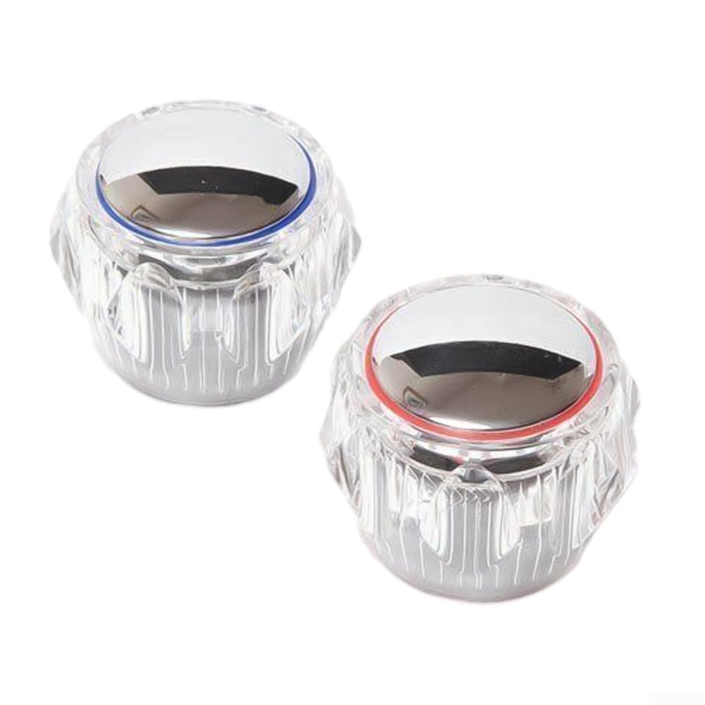 Drhomeam 2 Pack Hot and Cold Tap Head Covers Faucet Handle Sink Faucet Knobs Replacement Part for Home Kitchen Bathroom Hardware