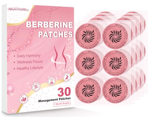 NightKong Berberine Patches for Women & Men Herbal Wellness Patches with Berberine Green Tea Cinnamon & L-Glutamine Self Care Patch for Daily Routine 30 Count