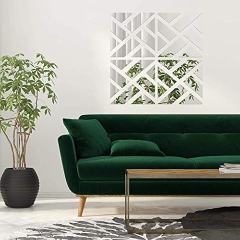 3D Mirror Wall Stickers, 4 Pcs Acrylic Crystal Art Wall Decal, Self Adhesive Removable Mirror Plastic Wall Sheet Tiles DIY Home Decoration for Living Room Bedroom Stair Wall Decor (Oblique 8PCS) Cover