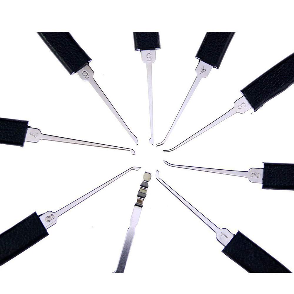 Loboo Idea juego de 14 piezas de púas de cerradura de Kaba con dientes, abridor de cerrajero, herramientas de cerrajero, Negro
