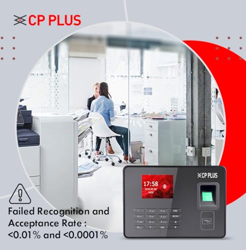 Image of CP PLUS Fingerprint Time and Attendance Machine | Biometric System with ID Card & Password Access | Built-in Battery | Fast Recognition ≤1.5s | USB, TCP /IP | 1000 Users | CP-VTA-F1043