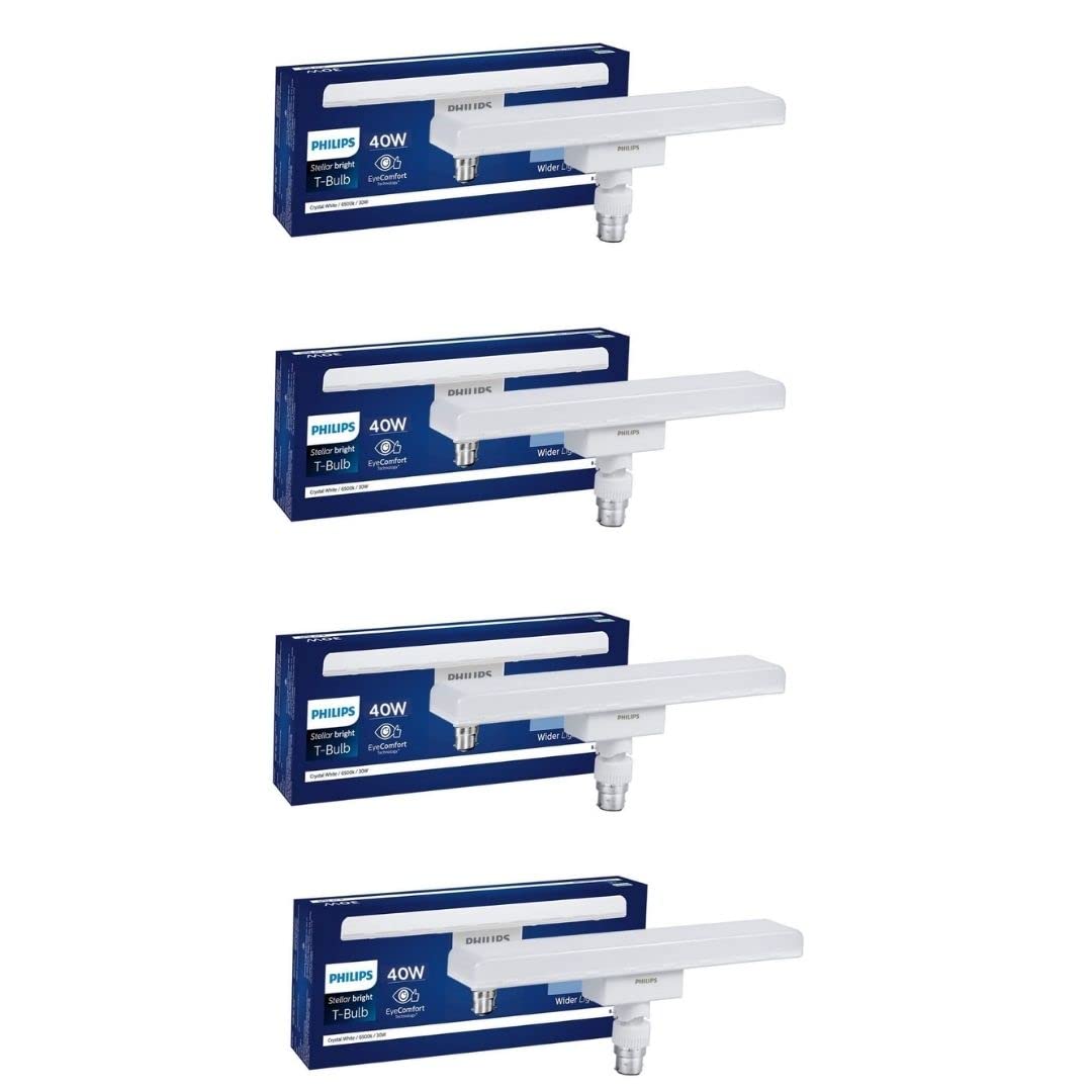 Philips Stellar Bright 40-watt LED T-Bulb, Base B22 (Crystal White) - Pack of 4