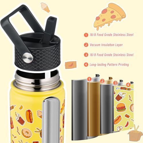 Image of BJPKPK Insulated Water Bottle, 15oz Stainless Steel with Straw Lid