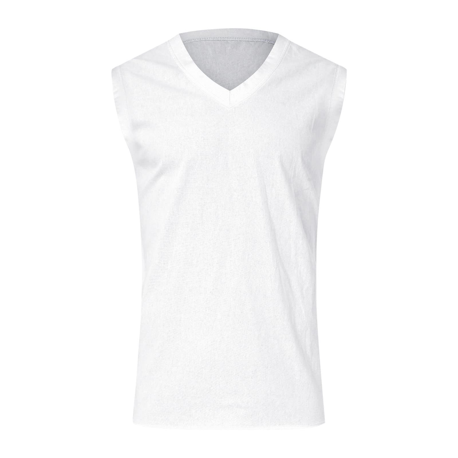 Debardeur Coton Homme Col V Tee Shirt sans Manche Grande Taille Ample Couleur Unie Débardeurs d'été DéContractée Tendance Basiques Classique pour Sports Jogging Musculation Fitness Gym