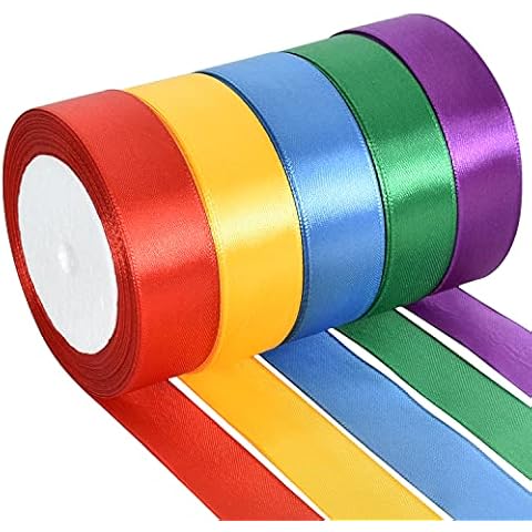 TONIFUL 5 Colours Satin Ribbon Rolls Set Cover