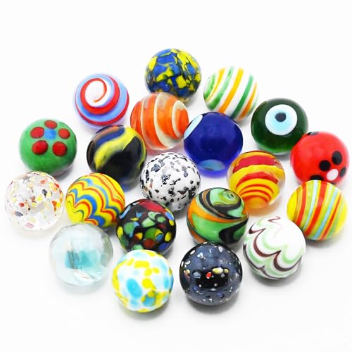 Image of VEALIZUU 20 PCS Glass Marbles for Kids, Games and Run Accessories for Boys and Girls, Beautiful Bulk for Home Decoration