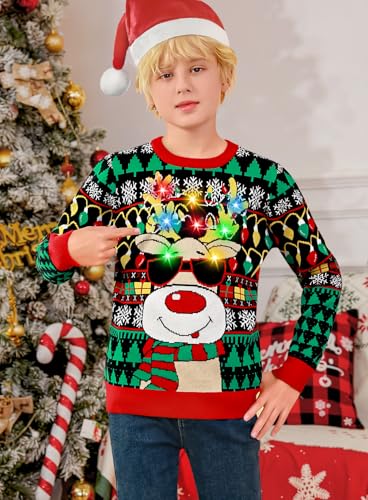 Kids' Cool Reindeer Light-Up Knit, alternative view 2
