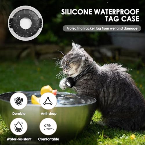 Image of Cat Tracker, Waterproof Pet Tracker for Cats, Cat Tracker Collar with Safety Elastic Buckle,GPS Tracker Compatible with Apple Find My App (Only iOS), No Monthly Fee, Blue-423210