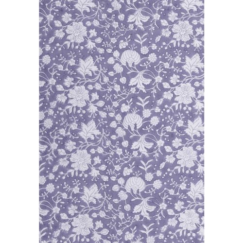 Image of ShamaBlue Premium Hand Block Printed Bedsheet | Bed Sheet Flatsheet | Pure Cotton | Double Bed King Size 108 inchx108 inch | 300 TC Bedsheets | Includes 2 Pillow Covers | Floral Design