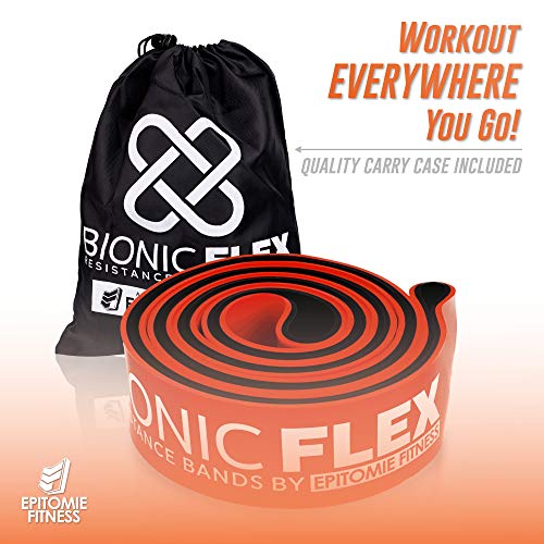 Bionic Flex Pull Up Assistance Band – Premium Dual Layer Pull Up Assist Bands for Strength Training Exercise, Physical Therapy, Powerlifting, Stretching – Single Red Resistance Band (50 to 120 lbs)