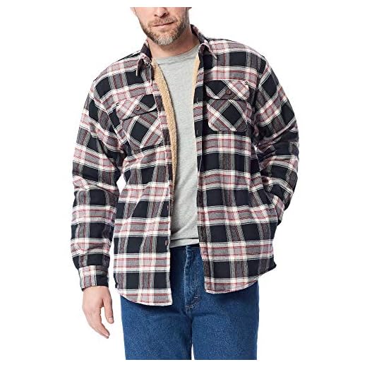 Wrangler mens Long Sleeve Sherpa Lined Jacket Button Down Shirt, Caviar, Large US