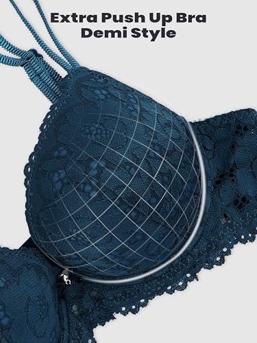 Image of Push Up Bras for Women Add 2 Cups Sexy Lace Cleavage Extra Padded Plunge Bra Underwire