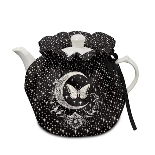 Hechitok Moon Butterfly Star Tea Cosy, Insulated Tea Pot Dust Cover Soft Fabric Cloth Cover for Kicthen Kettle Tabletop Decorations Kitchen Accessories