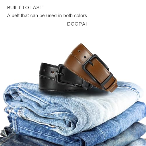 Image of DOOPAI Reversible Leather Belt for Men 1.25 inch - Dual Sided Dress and Casual Belt, Trim to Fit, 2 Styles in One Belt