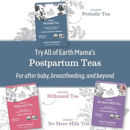 Earth Mama Milkmaid Lactation Tea | 100% Organic, Herbal Breastfeeding Tea Supports Breastfeeding + Breast Milk Supply Production, 16 Teabags Per Box (3-Pack)