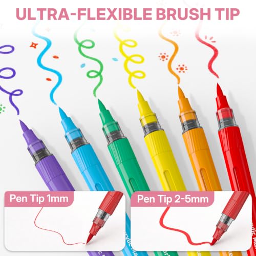 Image of WUO Acrylic Paint Markers Brush Tip 36 Colors, Automatic Ink Control