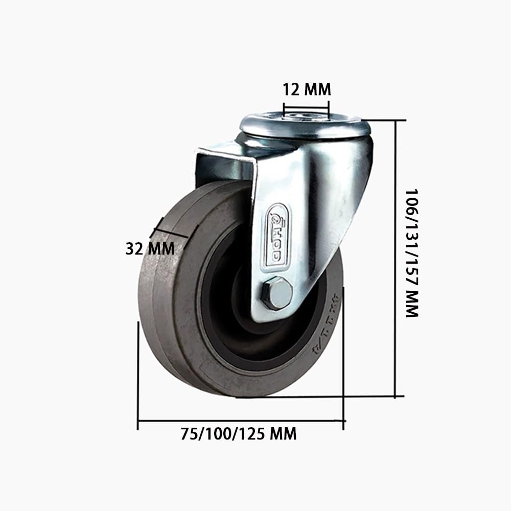 Ruote Foro Superiore Pivottanti 12 MM, Ruote in Gomma 3/4/5 Pollice, Ruote Pivottanti con Freni per Mobiletti, Mobili, Carrelli, 4 Pezzi(Swivel,3 inch)