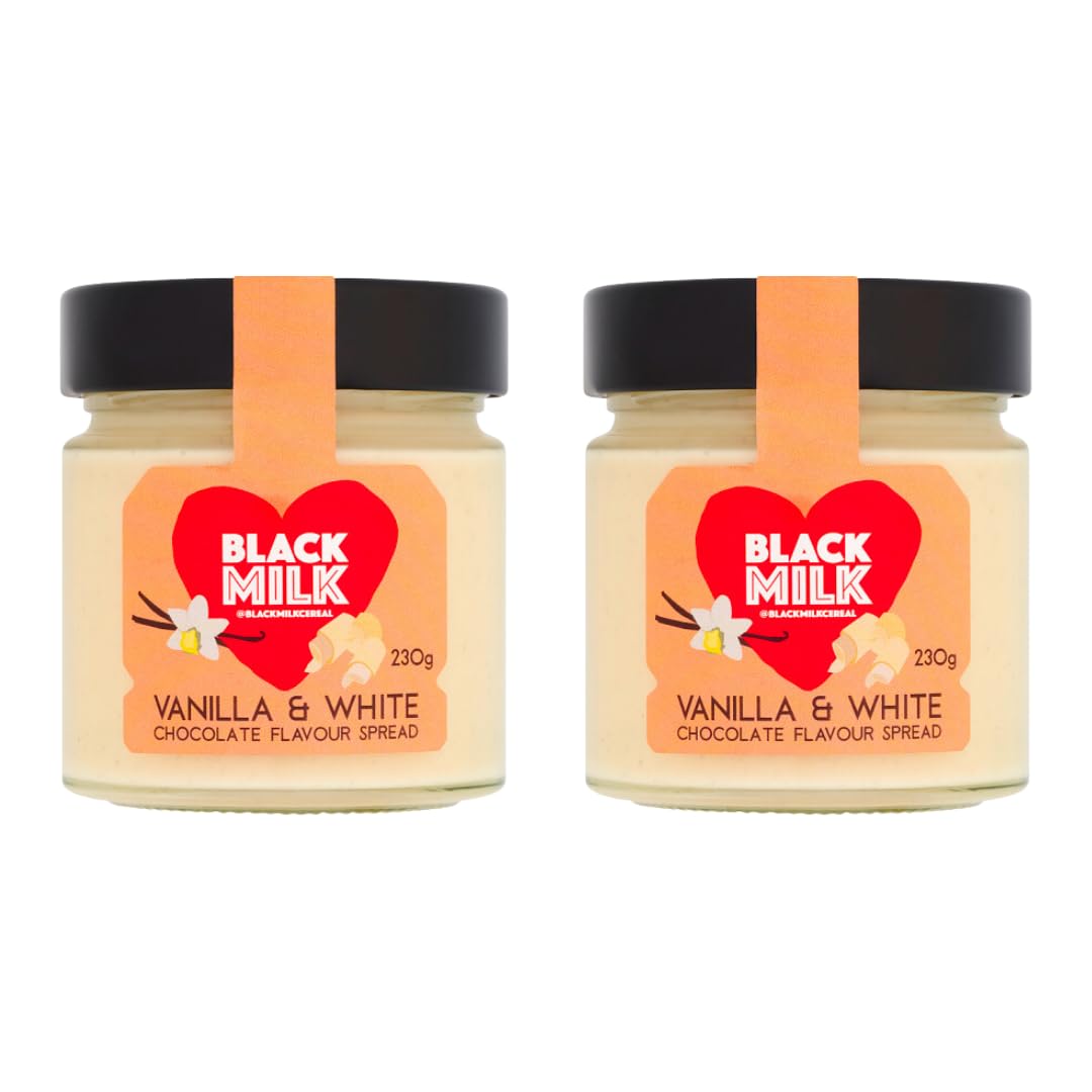 Black Milk Madagascan Vanilla & White Chocolate Spread 230g - Made In Italy - Bake or Spread - Gluten Free - Two Jars