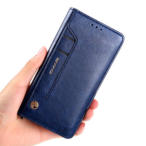 Drool iPhone 7 Case,iPhone 8 Case, [Lichee Pattern] PU Leather Flip Wallet Case,iPhone 7/8 Case with Picture& Card Slots Cash Pockets + Kickstand (iPhone 7/8 Blue)