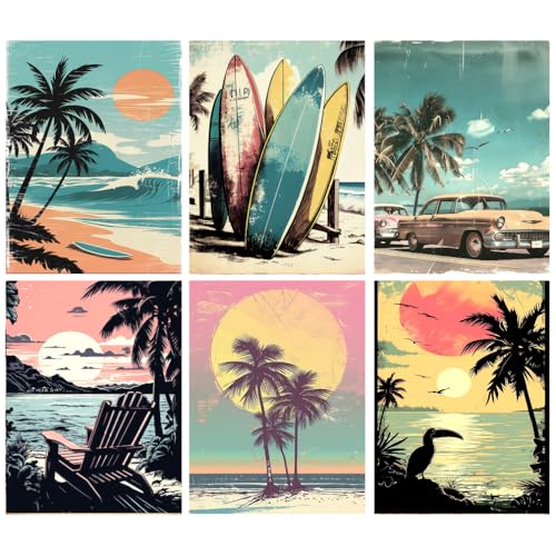 gganmtere 6 Packs Landscape Diamond Art Kits for Adults Beach Diamond Paintings Beginner 5D Full Drill Diamond Painting Dot Gem Art for Adults Wall Decor 12x16inch
