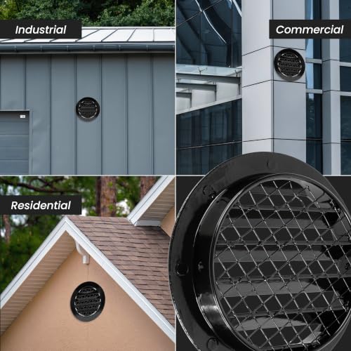 Image of Repa Market 10 Inch (Vent Opening Size) Heavy-Duty Black Aluminum Alloy Gable Vent - Air Vent Covers with Mesh Screen - Cold Air Intake, Register Vent Cover for HVAC - Outdoor Air Return Grille