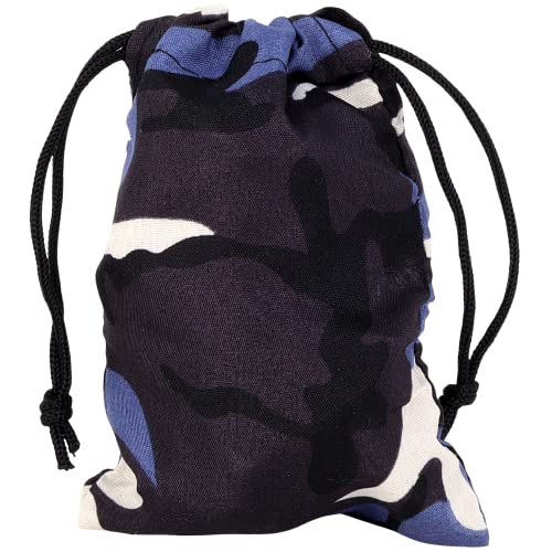 Needzo Blue Camo Rosary Pouch for Men, Masculine Drawstring Bag