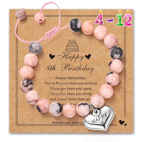 Image of Birthday Gifts for 4-10 Girls, Adjustable Sparkling Delicate Pink Charm Cute Bracelet for Teen Girls for Daughter Granddaughter Niece Sister Teens Friends Birthday Christmas Valentine Gifts