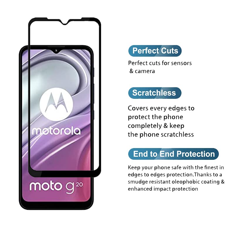 Image of Screen Protector for Motorola Moto G20 (Black) Tempered Glass Edge-to-Edge 6D Screen Guard With Installation Kit