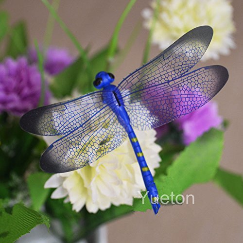 Yueton 20Pcs Garden Yard Planter Colorful Whimsical Dragonfly Lawn Stakes Garden Ornaments & Patio Decoration #TOP4