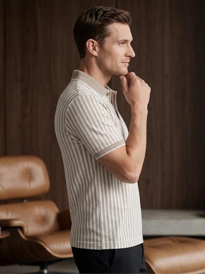 Image of Men Polo Cotton Rich Regular Fit Half Sleeves T-Shirt