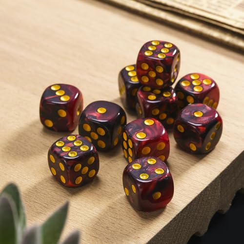 Yourandoll 20 STÜCKE Polyedrische Würfel D6 Würfel 12mm Acryl Dice Spielwürfel for DND RPG Tischspiele (Blau Schwarz und Rot Schwarz)