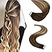 Produktbild YoungSee Remy Tape in Extensions Echthaar Dunkelbraun bis Mittelbraun mit Blond Balayage Haarextension Tapes 100% Echt Glatt Echthaar Tape in Haarverlangerung 20 Tressen 30g 12Zoll/30cm