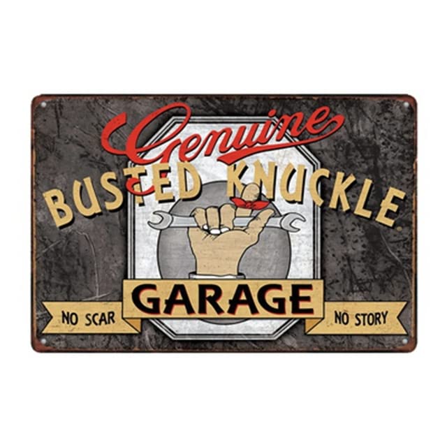 ABCDEFG - Targhe in metallo – 4 pezzi – Attrezzi per riparazione auto garage – cartelli per bar di casa – cartello grotta uomo | Targhe metalliche vintage UK | Targhe metalliche retrò e divertenti