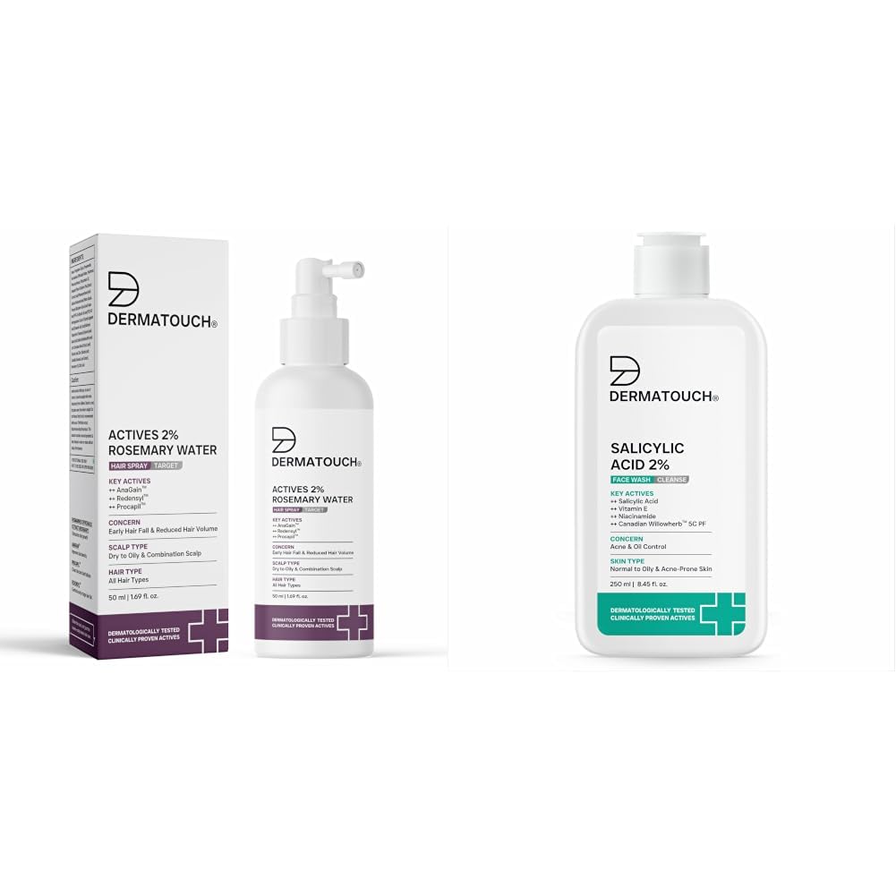 DERMATOUCH Rosemary hair Spary For Hair Growth 50ml & Salicylic Acid 2% Face Wash 250ml-image-0