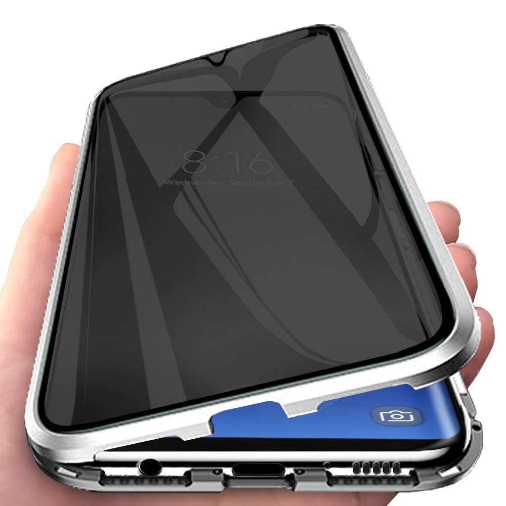 Orgstyle Case for Samsung Galaxy S20 FE, Anti-Peep Magnetic Case Double Sided Glass Pravicy Protection Metal Bumper Anti-Peeping Case Shockproof 360 Degree Case, Anti Spy-Silver