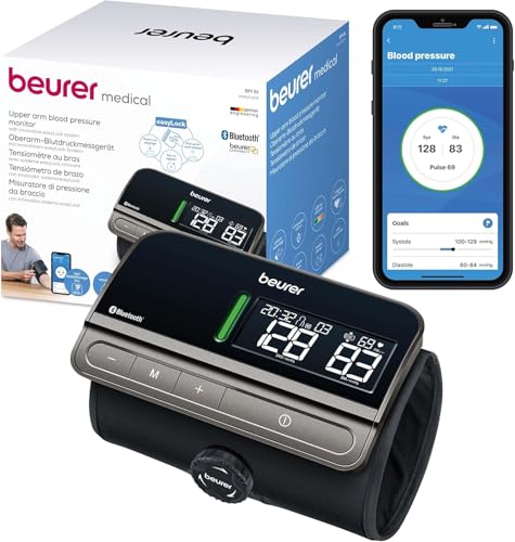 Beurer BM 81 easyLock tensiómetro de brazo, uso sin cables, validado clínicamente, brazalete con cierre giratorio, medición rápida y suave, app y transferencia a Apple Health