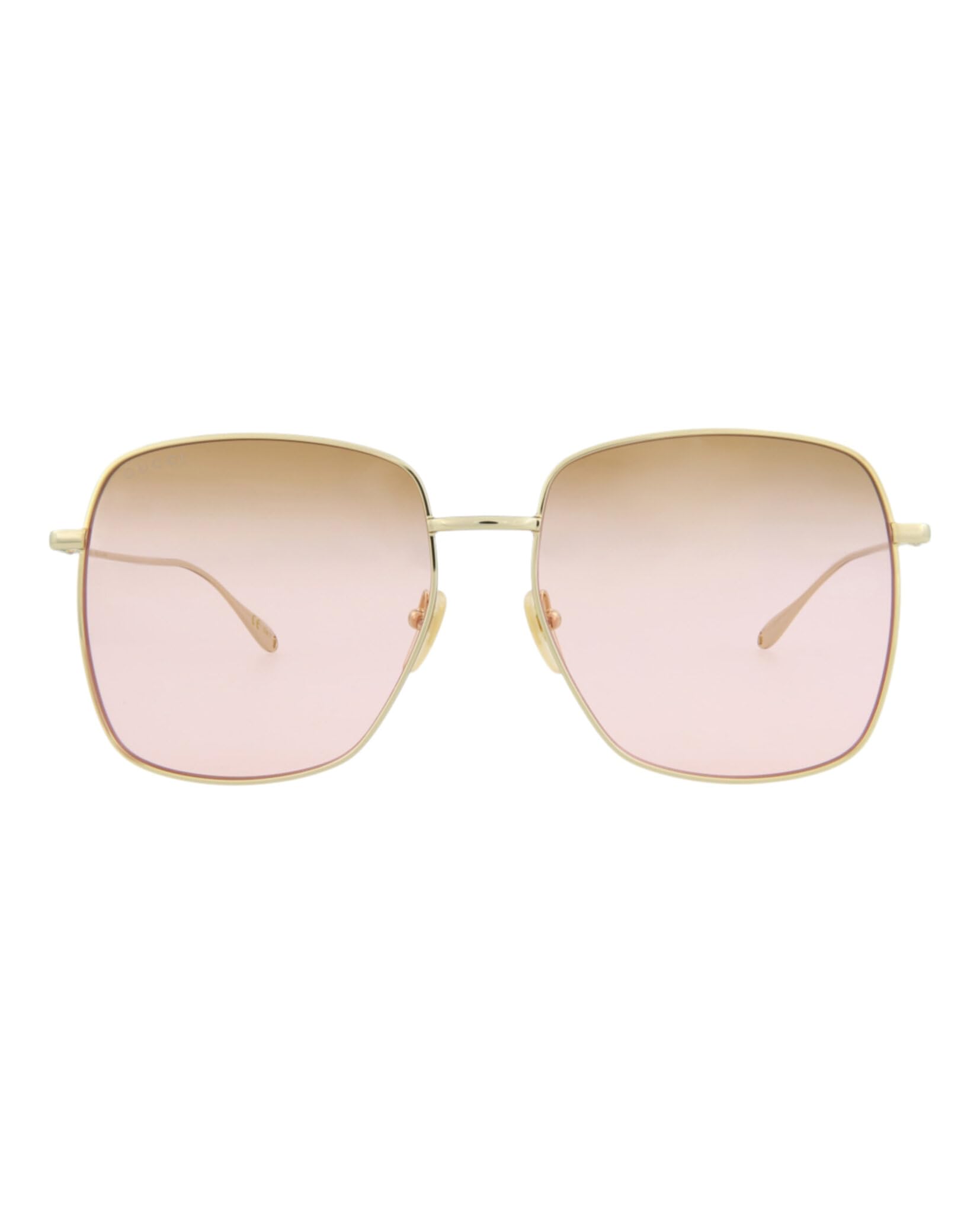 Gucci Square Rectangle Sunglasses Gold Gold Pink Luxury Eyewear Made In Japan Metal Frame Designer Fashion for Everyday