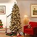National Tree Company Pre-lit Artificial Christmas Tree | Includes Pre-strung White Lights and Stand | Flocked with Cones, Red Berries and Snowflakes | Wintry Pine Slim - 7.5 ft