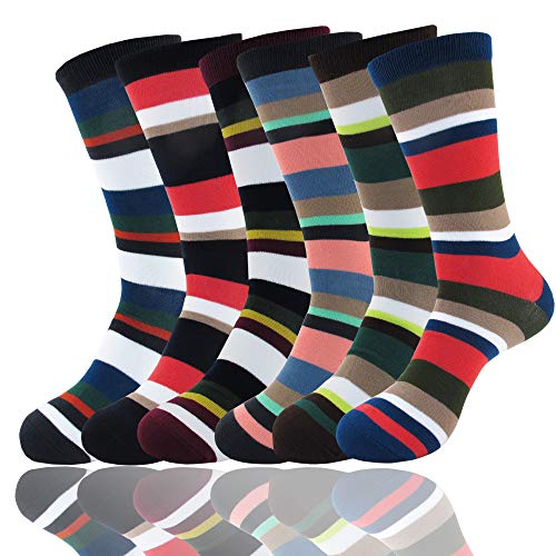 Men's Extra Large Rayon from Bamboo Fiber Stripe Socks - Assortment 6A - 6prs, Size 10-14
