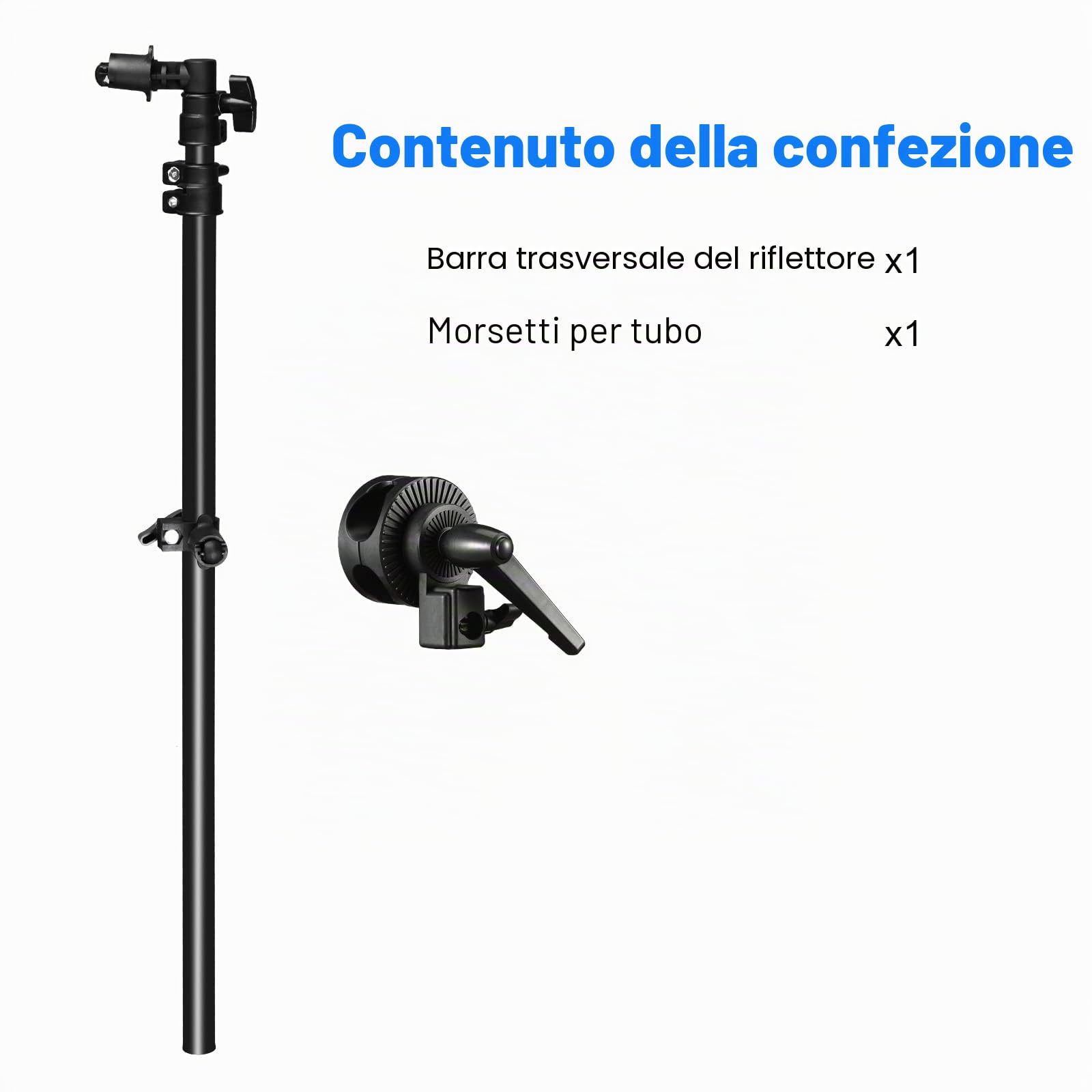 Supporto riflettore, braccio estensibile 66 – 170 cm, supporto allungabile per riflettore fotografia a 360 gradi girevole per studio fotografico