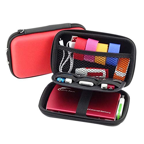 JERN Gadget Storage Bag Pouch Hard Case Organizer for Cable Phone Earphone SD TF Card (Red)