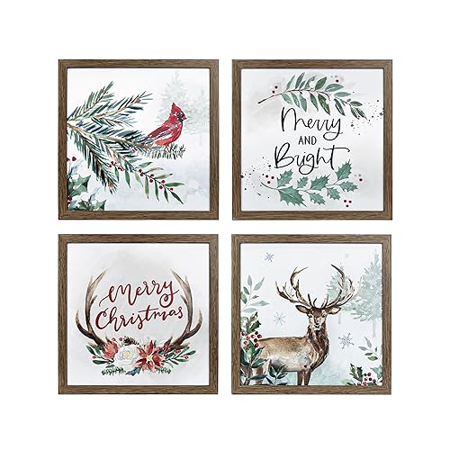 ArtbyHannah Décoration murale encadrée de Noël en deux tailles pour affiche festive