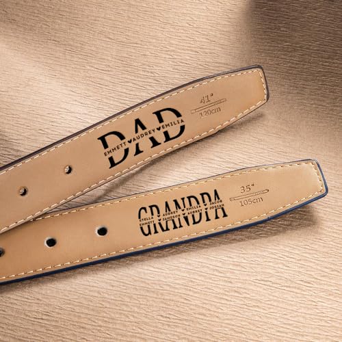 Custom Family Name Belt Grandpa Belt Papa Dad Belt Mens Leather Belt Fathers Day Gift for Him Personalized Engraved Belt for Men Dad Gift from Kids2
