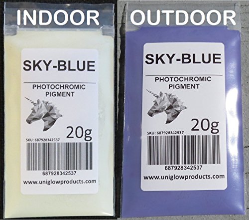 PhotoChromic Pigment Changes Colors When Exposed to Sunlight or UV Light, and reverts to its Original Color When Sunlight is Blocked. (5g, Sky Blue)
